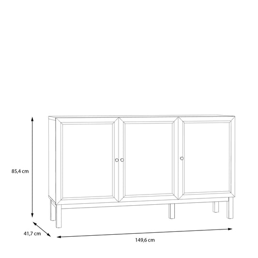Comoda 3 Usi Si 1 Sertar Pickadilly, Gri Deschis Si Stejar Pamantiu, 149.6 Cm