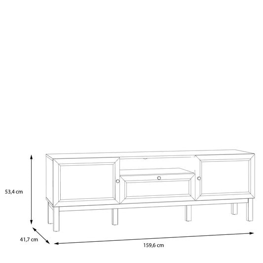 Comoda TV 1 Sertar Si 2 Usi Pickadilly, Gri Deschis Si Stejar Pamantiu, 159.6 Cm