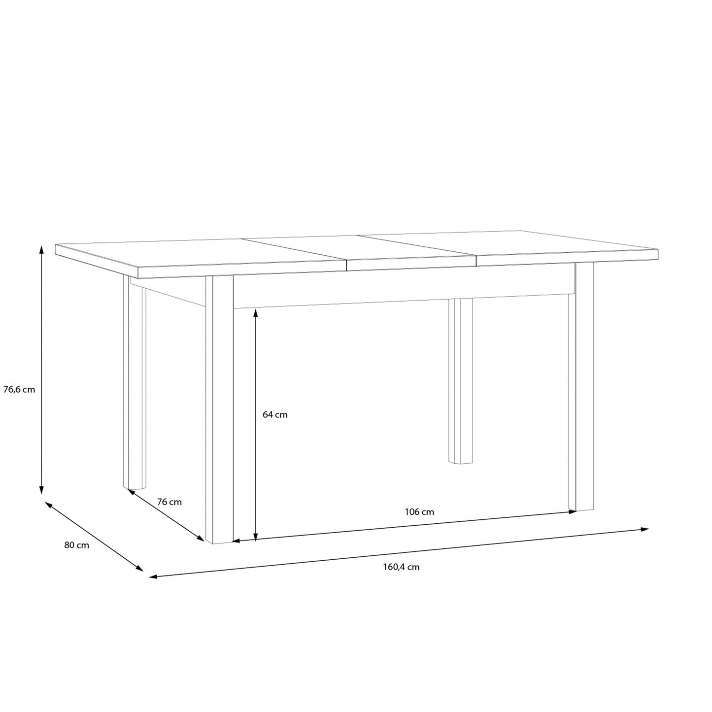Masa extensibila Jeremix, Stejar Mauvella Si Negru Mat, 120.4/160.4 x 80 x 76.6 Cm