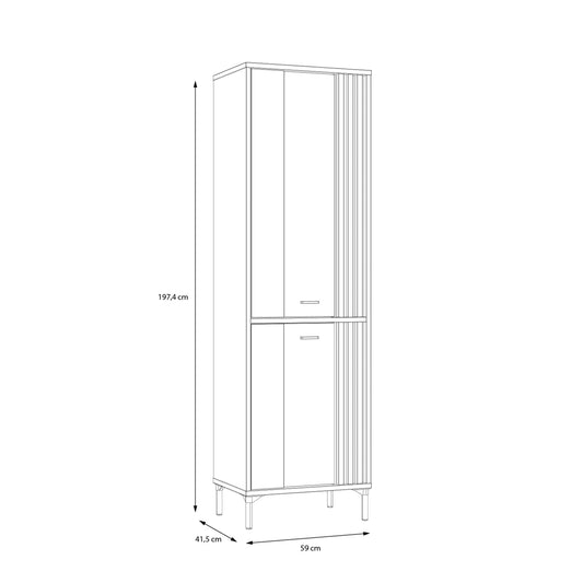 Vitrina Inalta Jeremix, Stejar Mauvella Si Negru Mat, 59 Cm