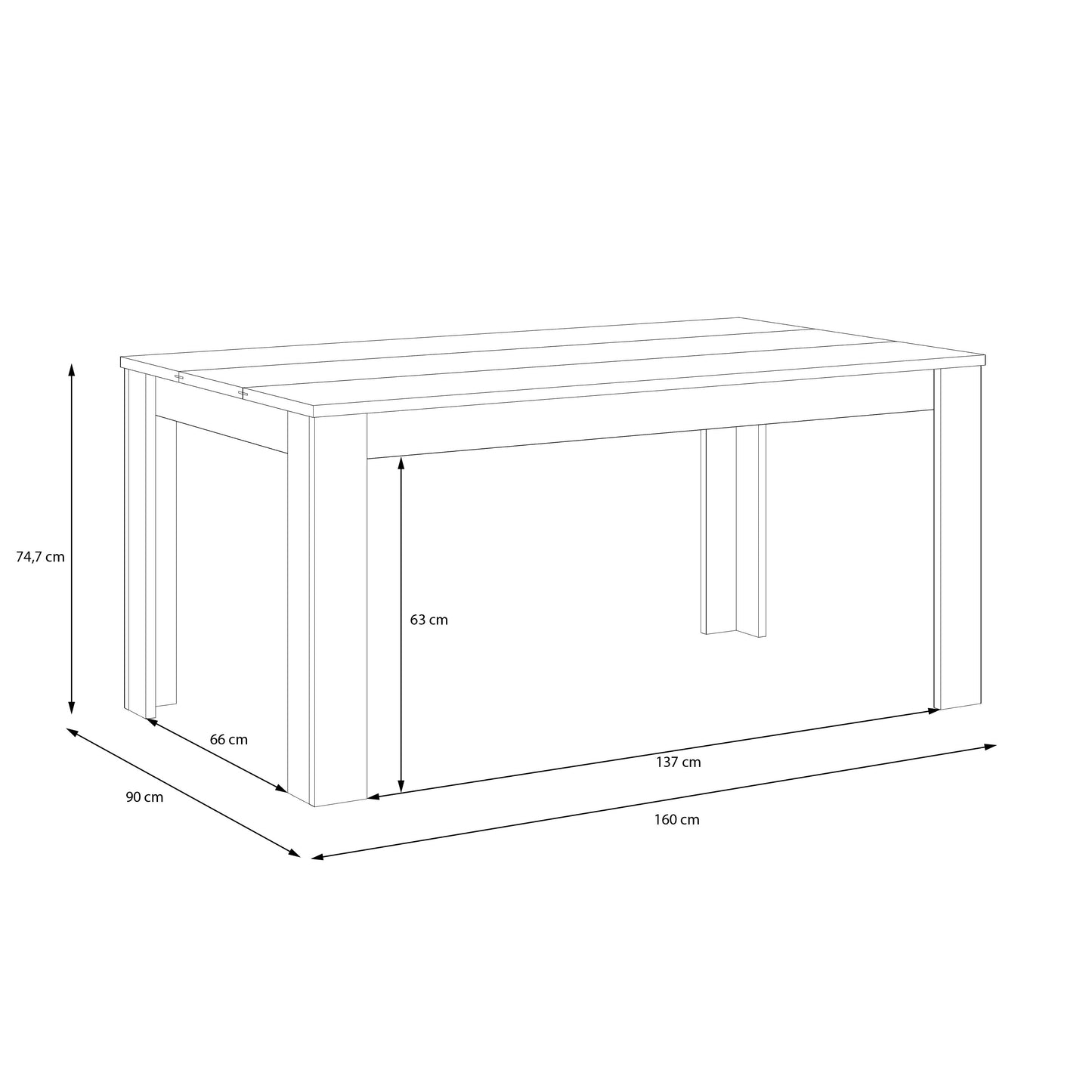 Masa Fixa Hitstone, Stejar Artisan Si Alb Super Lucios, 160 x 74.7 x 90 Cm