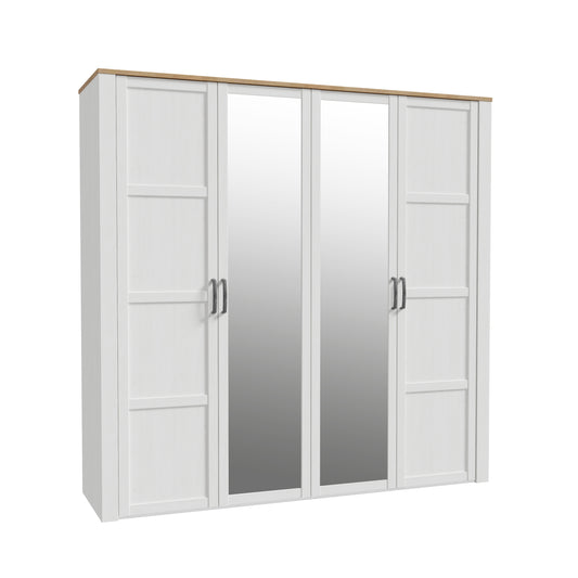 Dulap 4 Usi Blanche, Oglinzi, Stejar Riviera Si Zada Deschis, 215.9 Cm