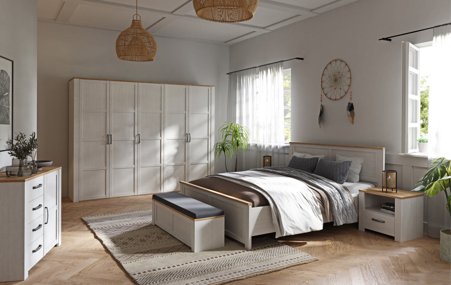 Bancheta Cu Sezut Tapitat Blanche, 135 Cm
