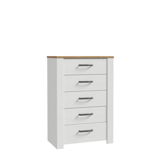 Comoda Cu 5 Sertare Blanche, Stejar Riviera Si Zada Deschis, 71.7 Cm