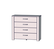 Comoda Blanche Cu 4 Sertare, Stejar Riviera Si Zada Deschis, 101.4 Cm