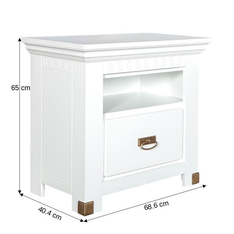 Set Dormitor Saint Tropez, Vopsit Alb, Dulap De 180 Cm, 2 Noptiere, 160 x 200 cm