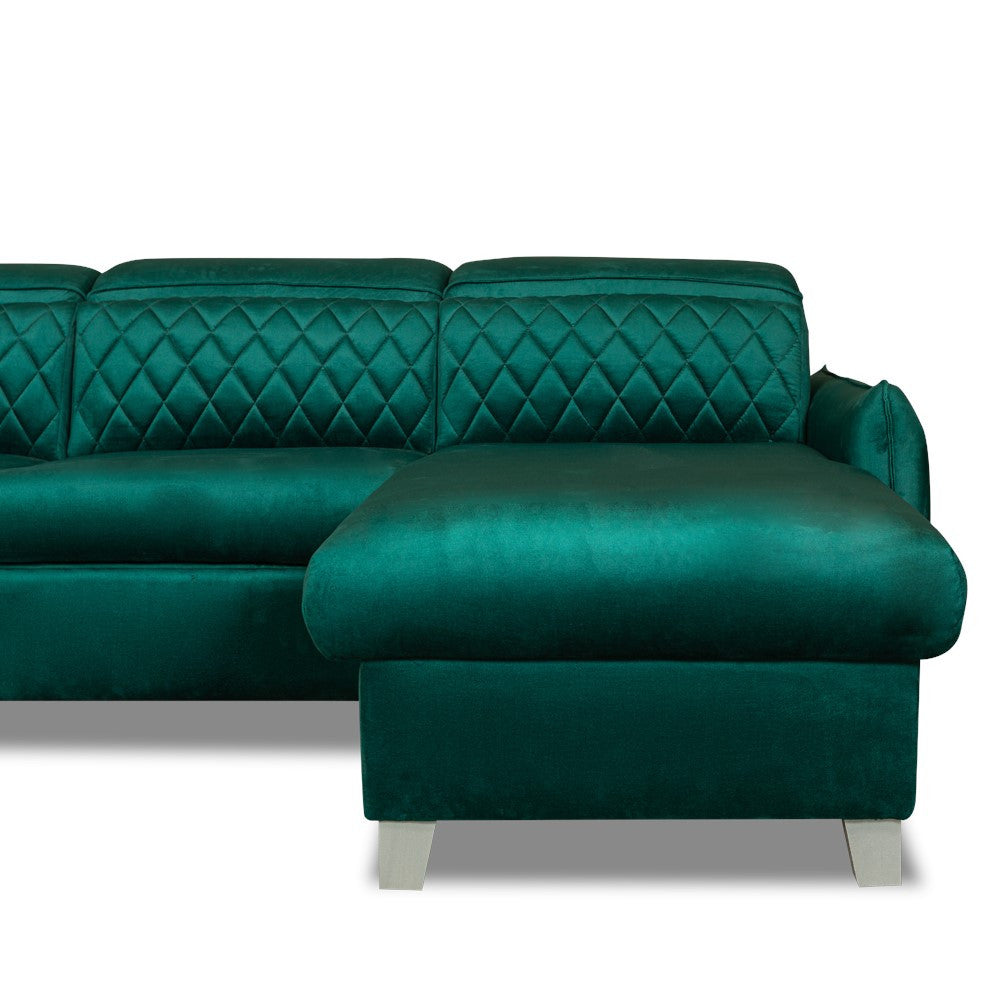 coltar-extensibil-cu-insula-tiago-5-locuri-tetiere-reglabile-243-cm verde dreapta fara lada