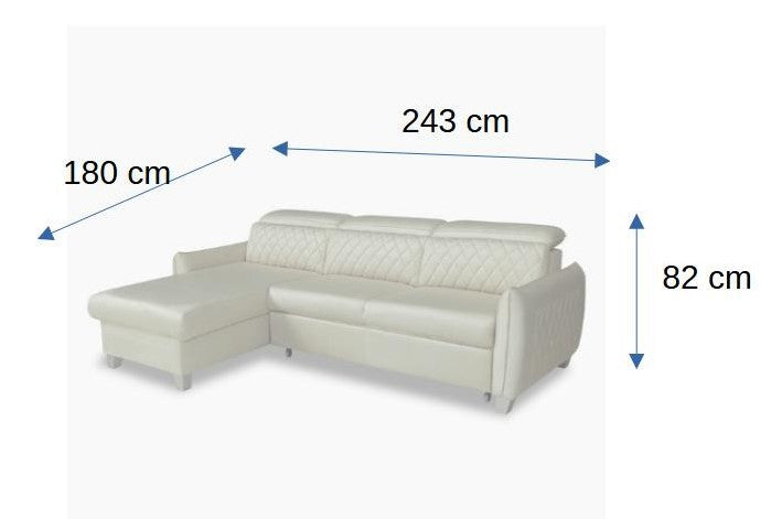 Coltar Extensibil Cu Insula Stanga Tiago, 5 Locuri, Tetiere Reglabile, Gri, 243 Cm