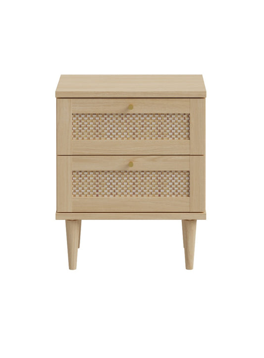 Noptiera Charleston, Stejar Elegancia cu Polyrattan, 50.4 Cm