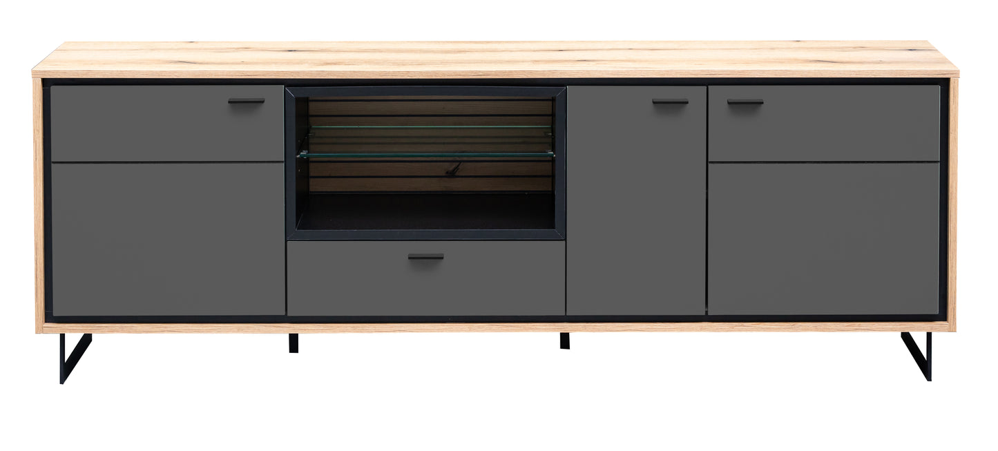 Comoda TV 3 Usi Cu 1 Nisa Si 1 Sertar Sonata Akustik Royal Grey 200 Cm