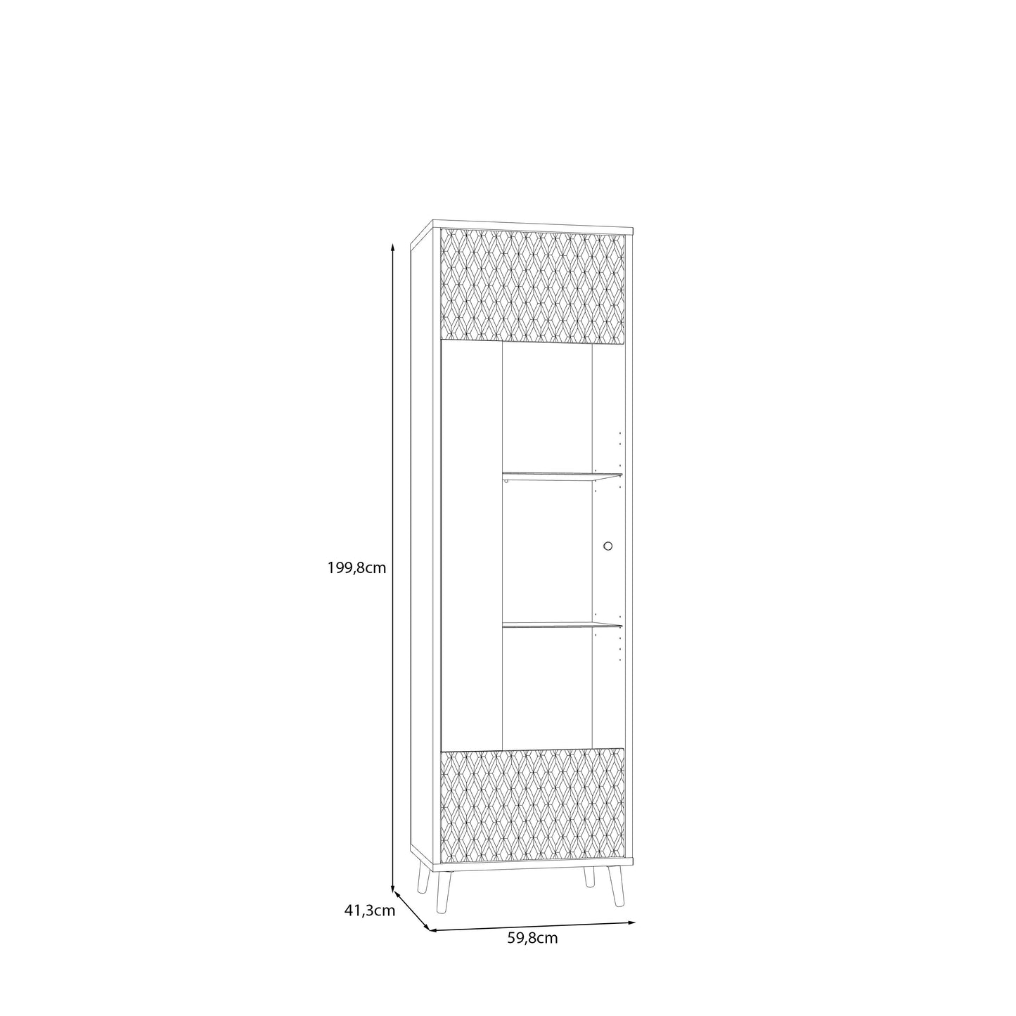 Vitrina Inalta Ankona Cu 1 Usa, Alb Si Stejar Mauvella, 59.8 Cm