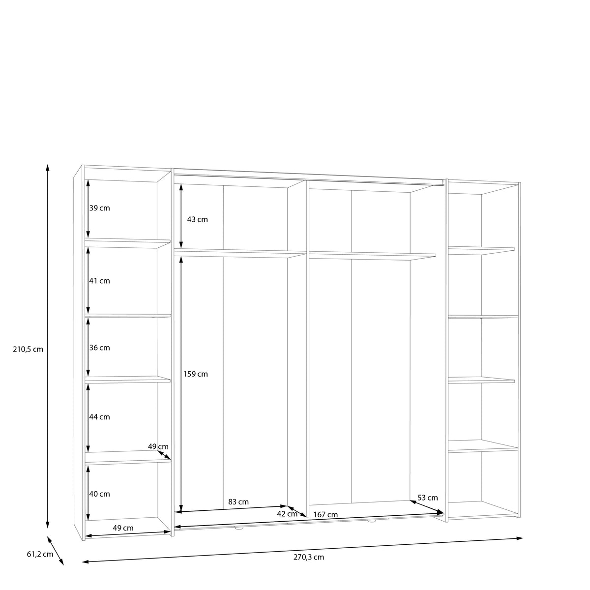 Dulap Energy Cu 4 Usi negru 270.3 cm