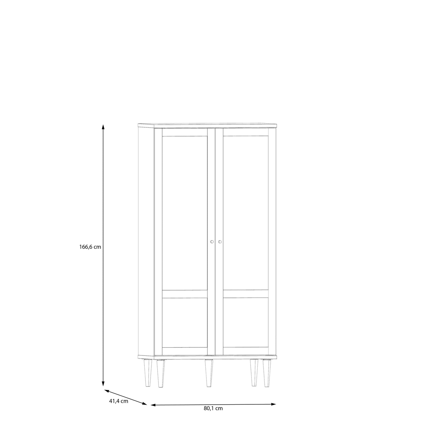 Vitrina 2 Usi Charleston, Stejar Elegancia Si Polyrattan, 80.1 Cm