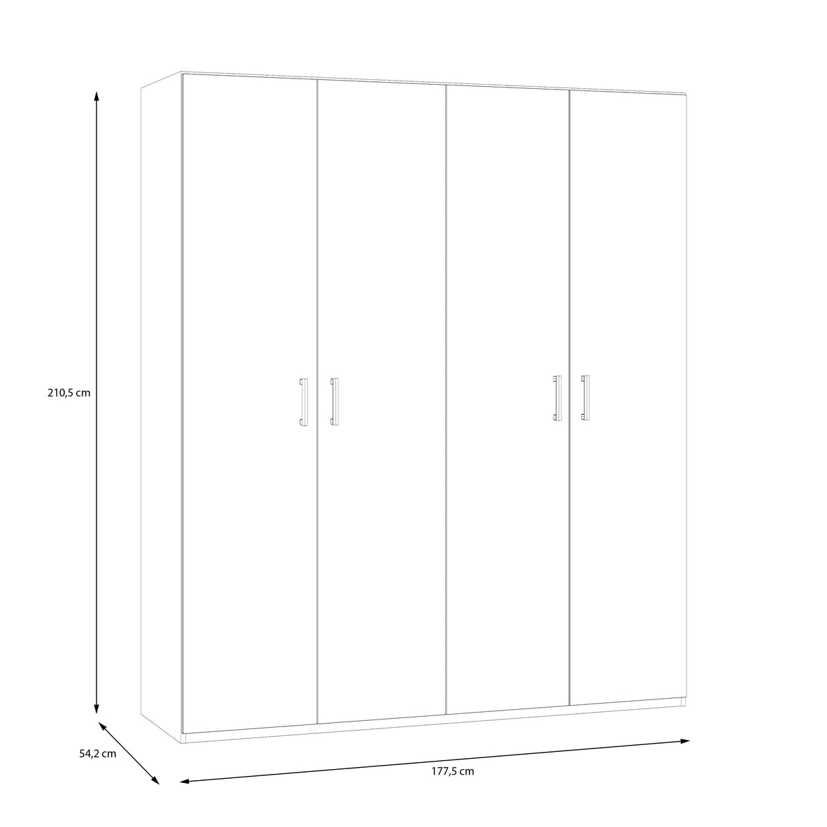 Dulap 4 Usi Ecobest 2, 177.5 Cm stejar