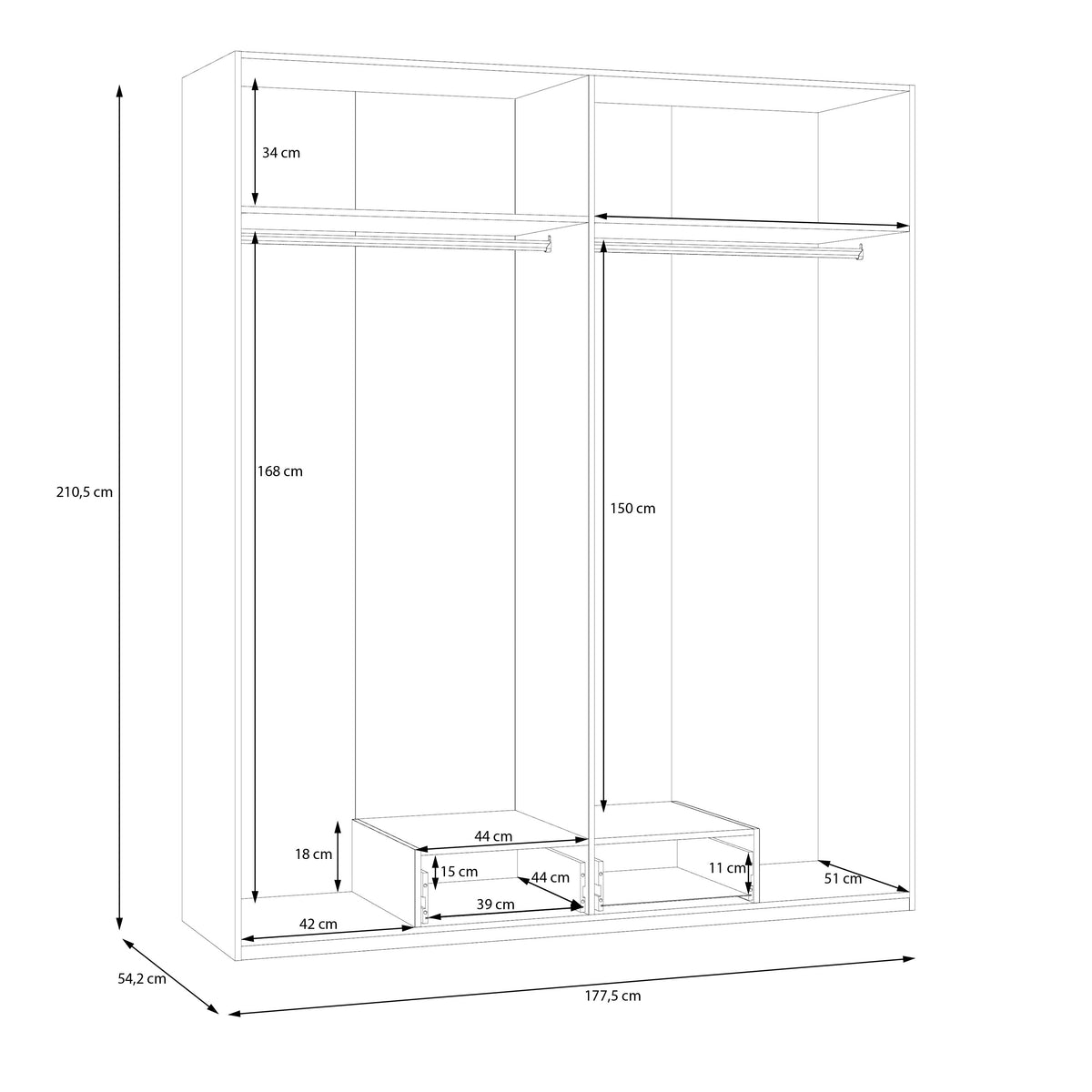 dulap-4-usi-si-1-sertar-ecobest-2-177-5-cm alb