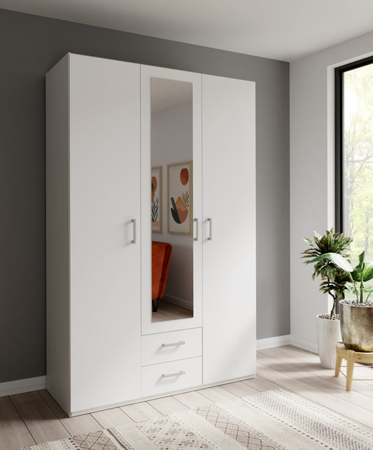 Dulap Cu Oglinda Ecobest 2, 3 Usi Si 2 Sertare, 133.2 Cm alb #variant:alb