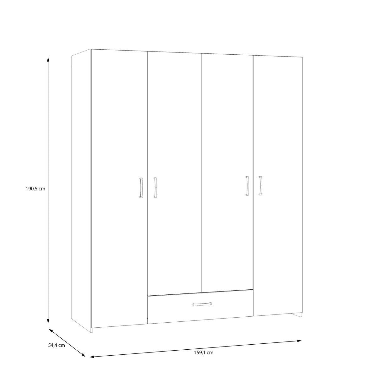 Dulap 4 Usi Ecobest, 159.1 Cm alb