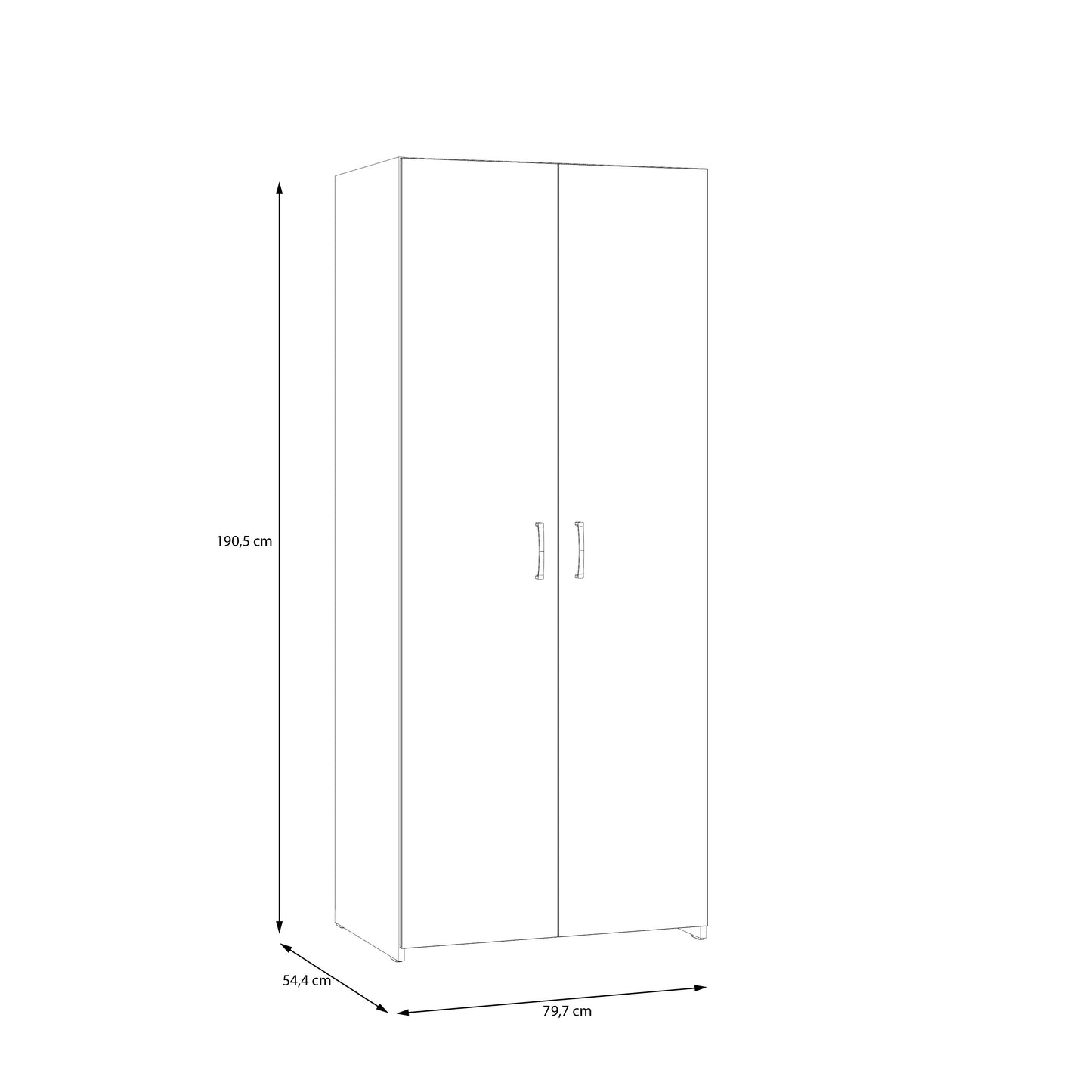 Dulap 2 Usi Ecobest Alb, 79.7 x 190.5 Cm