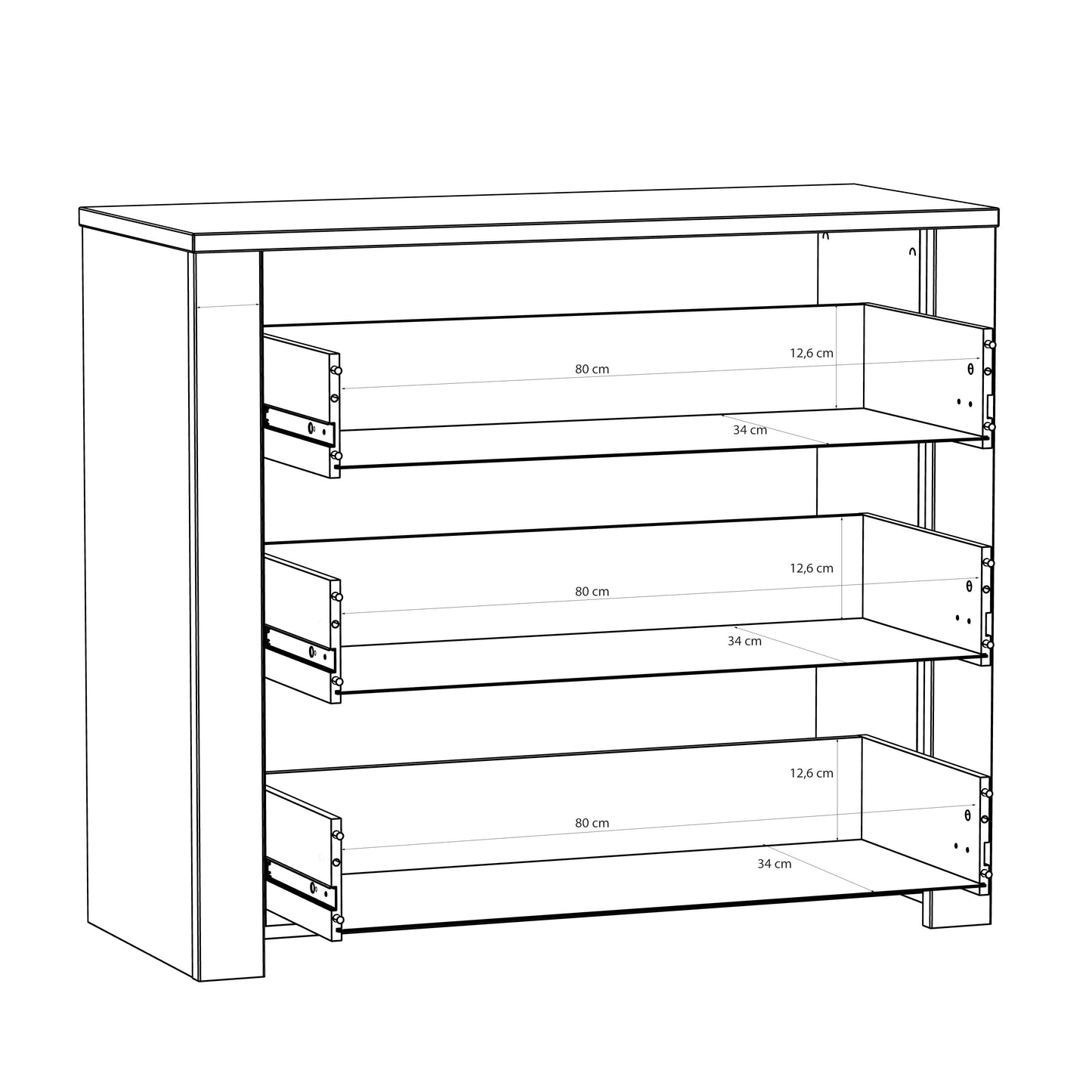 Comoda 4 Sertare Blackhit, Stejar Riviera Si Stejar Cabezone, 101,4 Cm