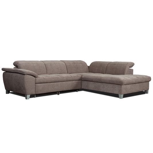 Coltar Extensibil Cu Otoman Mare 5 Locuri, Tetiere Reglabile, 300 Cm #variant:maro-deschis #variant:dreapta