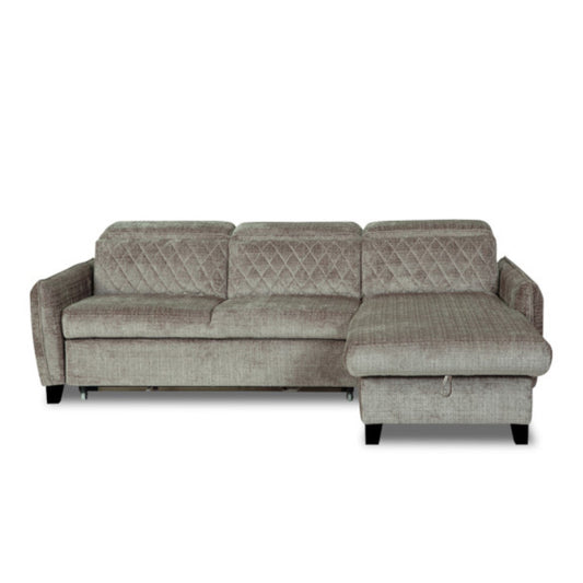 Coltar Extensibil Cu Insula Tiago, 5 Locuri, Tetiere Reglabile, 243 Cm maro dreapta cu lada #variant:maro #variant:dreapta #variant:cu-lada