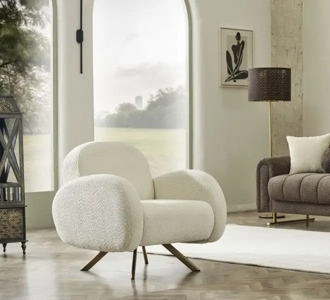 Fotoliu Bonnamie Boucle Ivory, 81 Cm