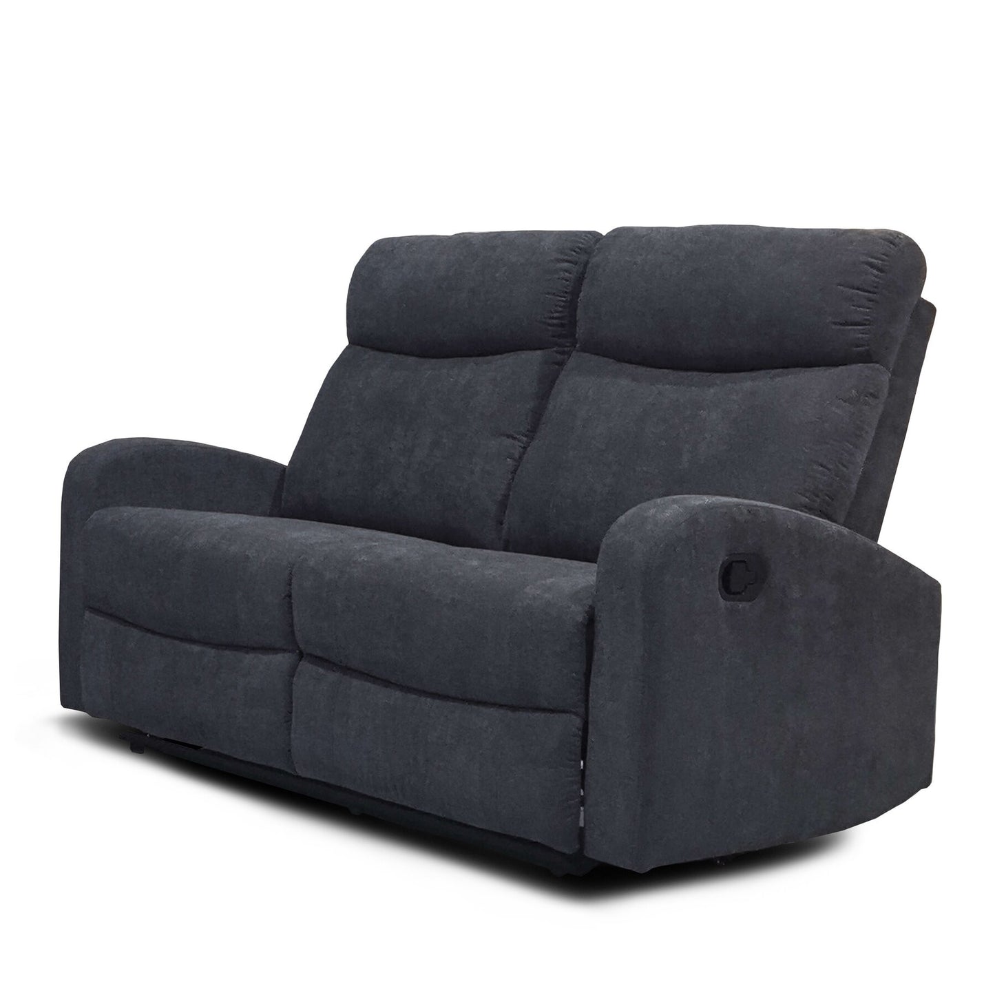 Canapea Cu 3 Locuri Si Recliner Karon, Gri Inchis, 185 Cm