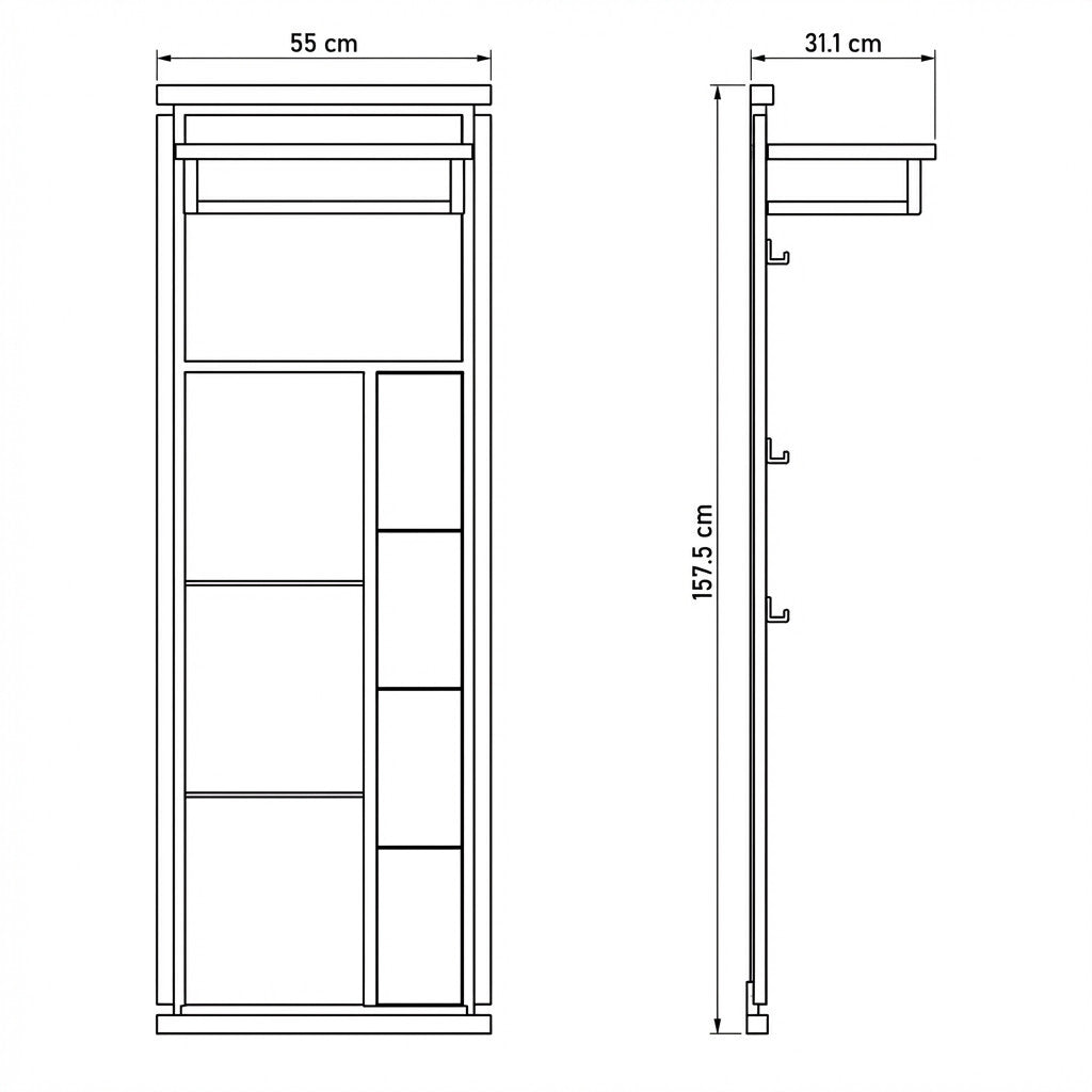 Cuier Reno Smoked Oak, Furnir Din Lemn Masiv 55 Cm