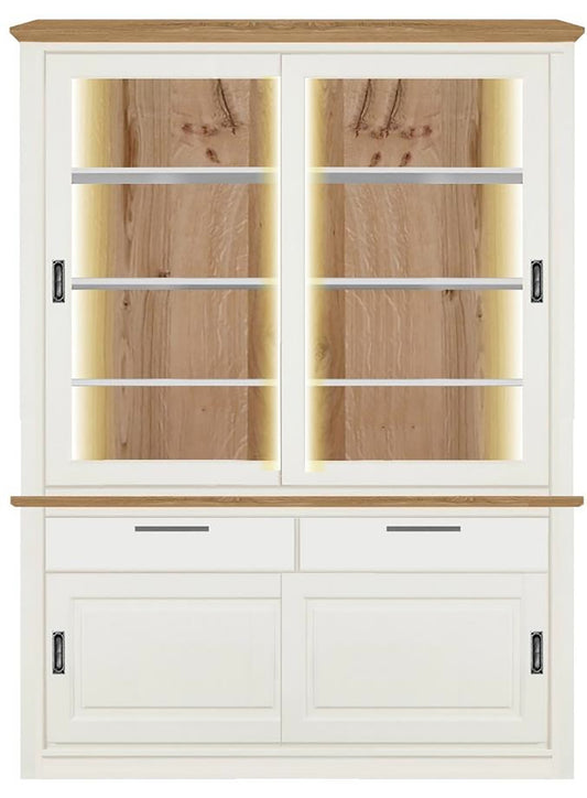 Bufet Cu Vitrina 2 Usi Thuxon Alb, Vopsit Si Furniruit, 147 Cm