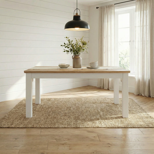 Masa Extensibila Alpina, Vopsit Alb, Furniruit, 140 x 82 x 77 Cm