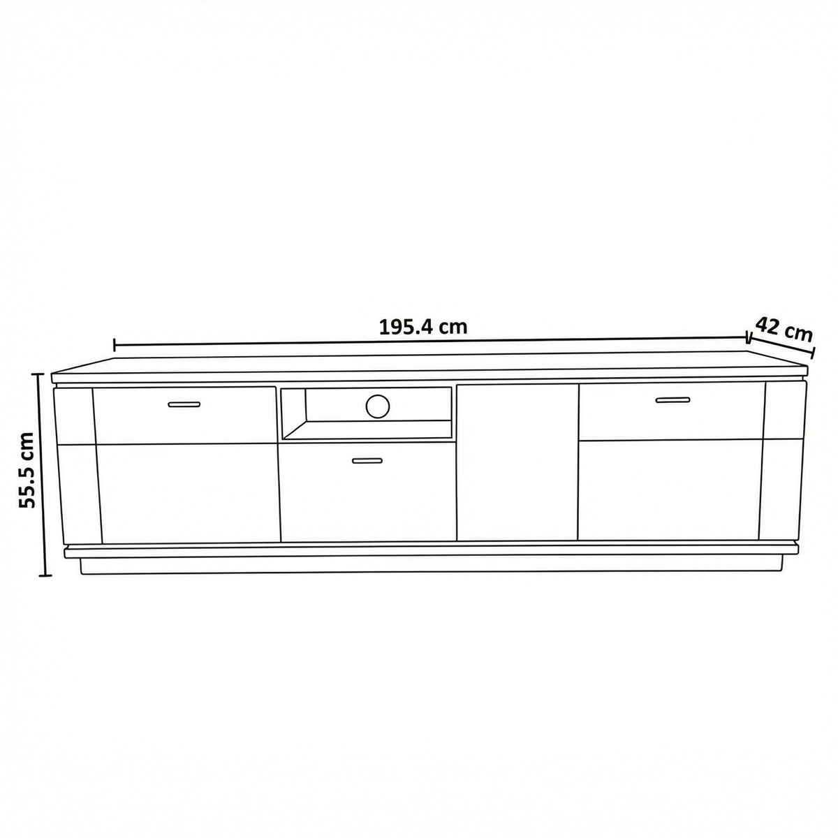 Comoda Tv Cu 2 Usi, 1 Sertar Si 1 Nisa Zenith, Furniruit Stejar, 195.4 Cm