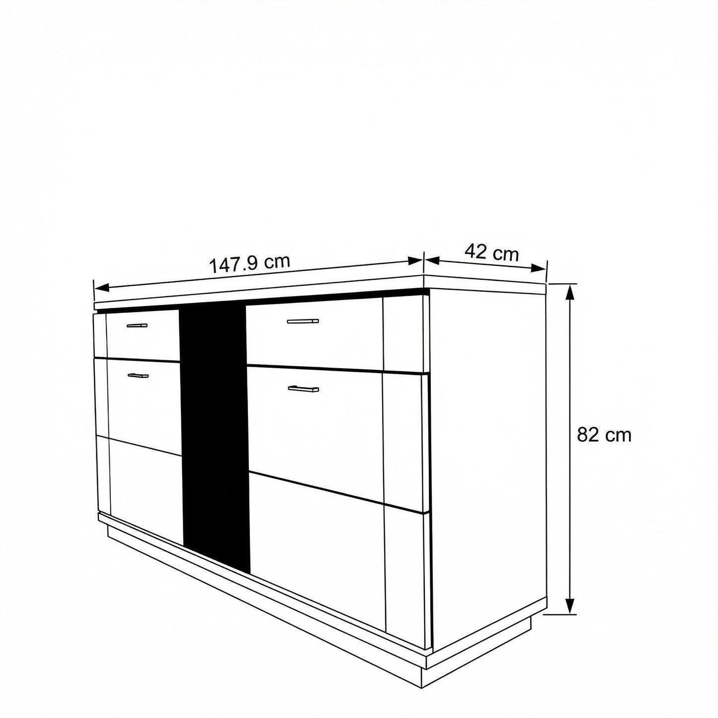 Bufet 3 Usi Si 2 Sertare Zenith, Stejar Furniruit , 147.9 Cm