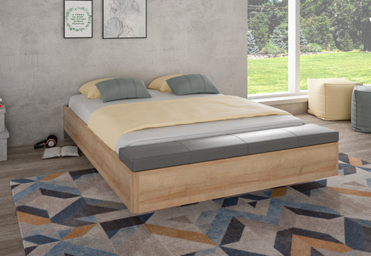 Rama Pat Unbound Cu Dimensiune Saltea 150 x 190 Cm, Somiera RabatabilaRiviera Oak Si Uni Wolfram Grey
