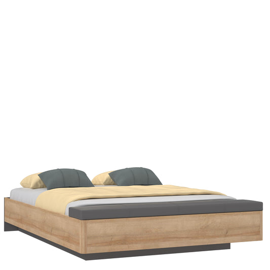 Rama Pat Unbound Cu Dimensiune Saltea 150 x 190 Cm, Somiera RabatabilaRiviera Oak Si Uni Wolfram Grey