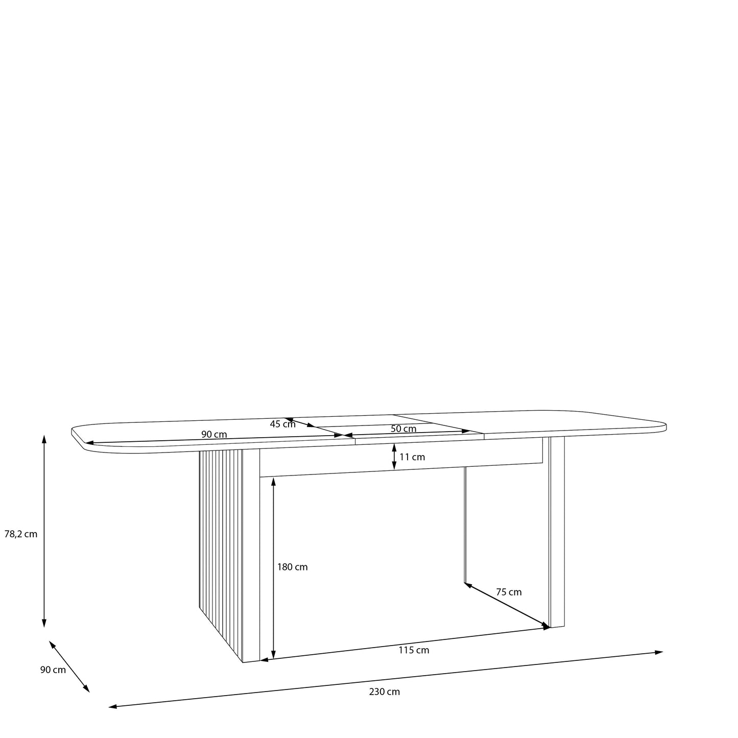 Masa Extensibila Forest, 180 x 76.9 x 90 Cm