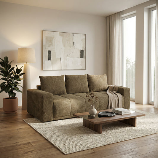 Canapea Extensibila Otis, 3 locuri, 240 Cm maro cu lada #variant:maro #variant:cu-lada