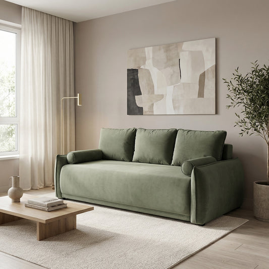 Canapea Extensibila Vida, 3 Locuri, 225 Cm verde cu lada #variant:verde #variant:cu-lada