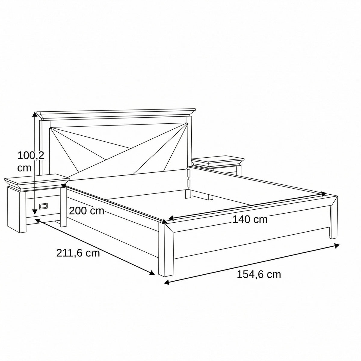 Set Dormitor Casablanca Loft, Dulap De 150 Cm, 2 Noptiere 140 x 200 cm