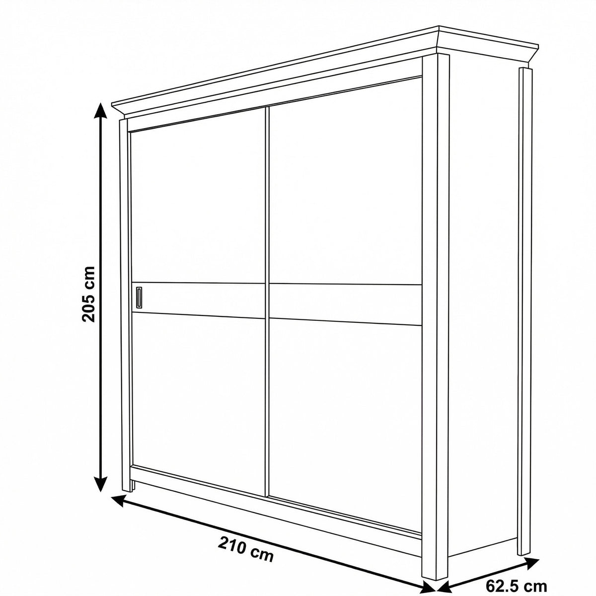 Set Dormitor Casablanca Loft, Dulap De 210 Cm, 2 Noptiere 140 x 200 cm