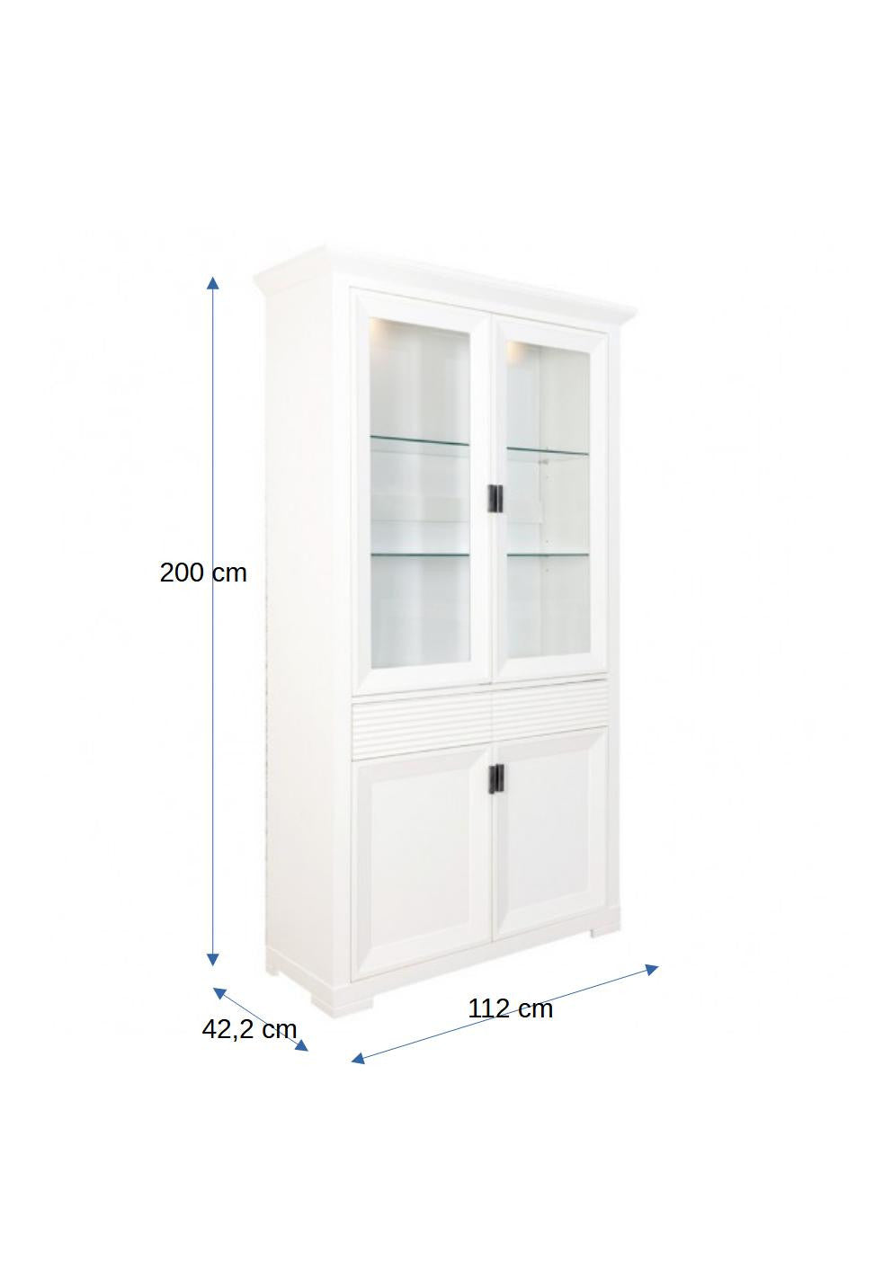 Vitrina Cu 4 Usi Si 1 Sertar Verona Bianco Alb, 112 Cm