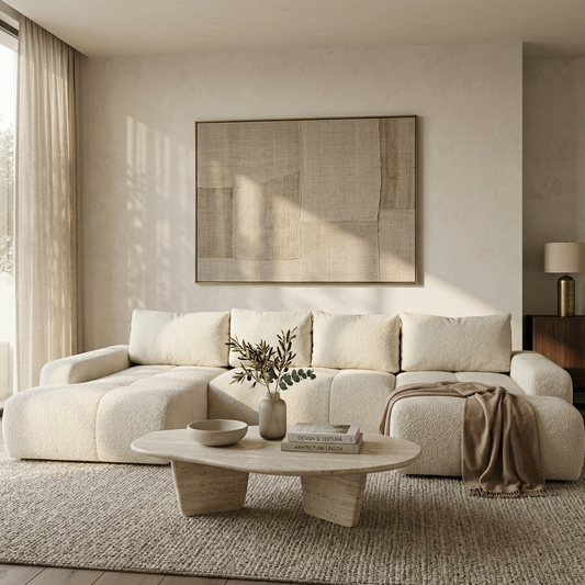 Coltar U Extensibil Luna, 6 Locuri, 330 Cm crem cu lada #variant:crem #variant:cu-lada