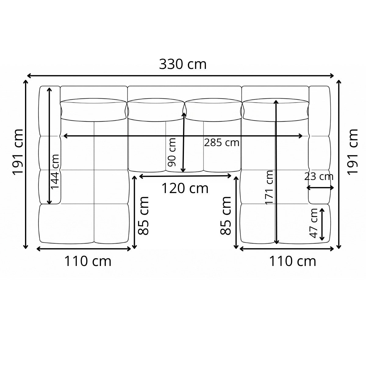 Coltar U Extensibil Luna, 6 Locuri, 330 Cm crem cu lada