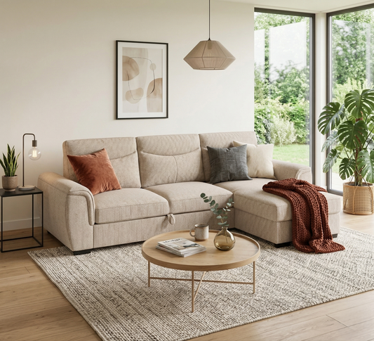 Coltar Extensibil Cu Insula Amalfi, Interschimbabil Stanga/Dreapta, 236 Cm crem cu lada #variant:crem #variant:cu-lada #bg-featured