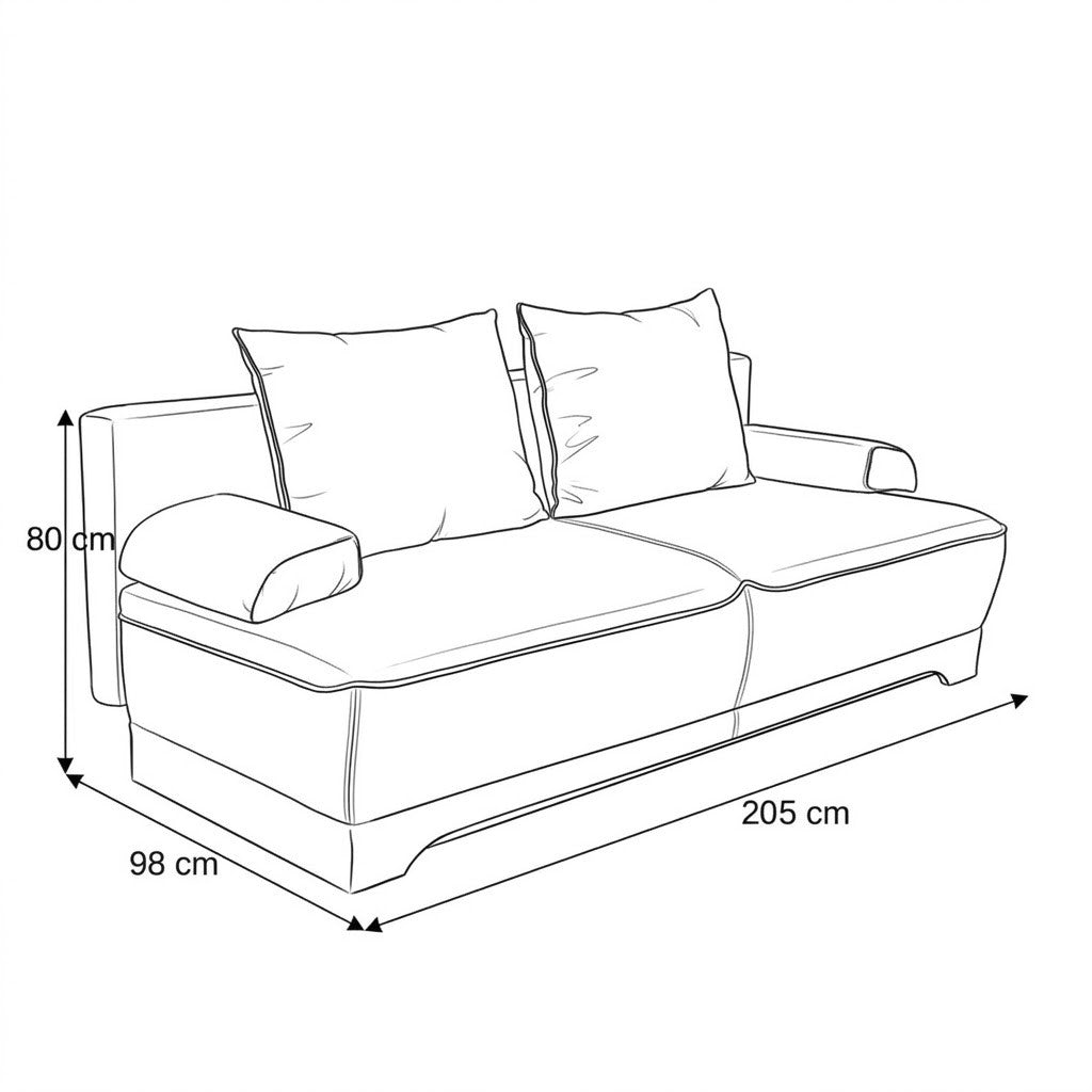 Canapea Extensibila Parma Gri Si Crem, 205 Cm gri cu lada