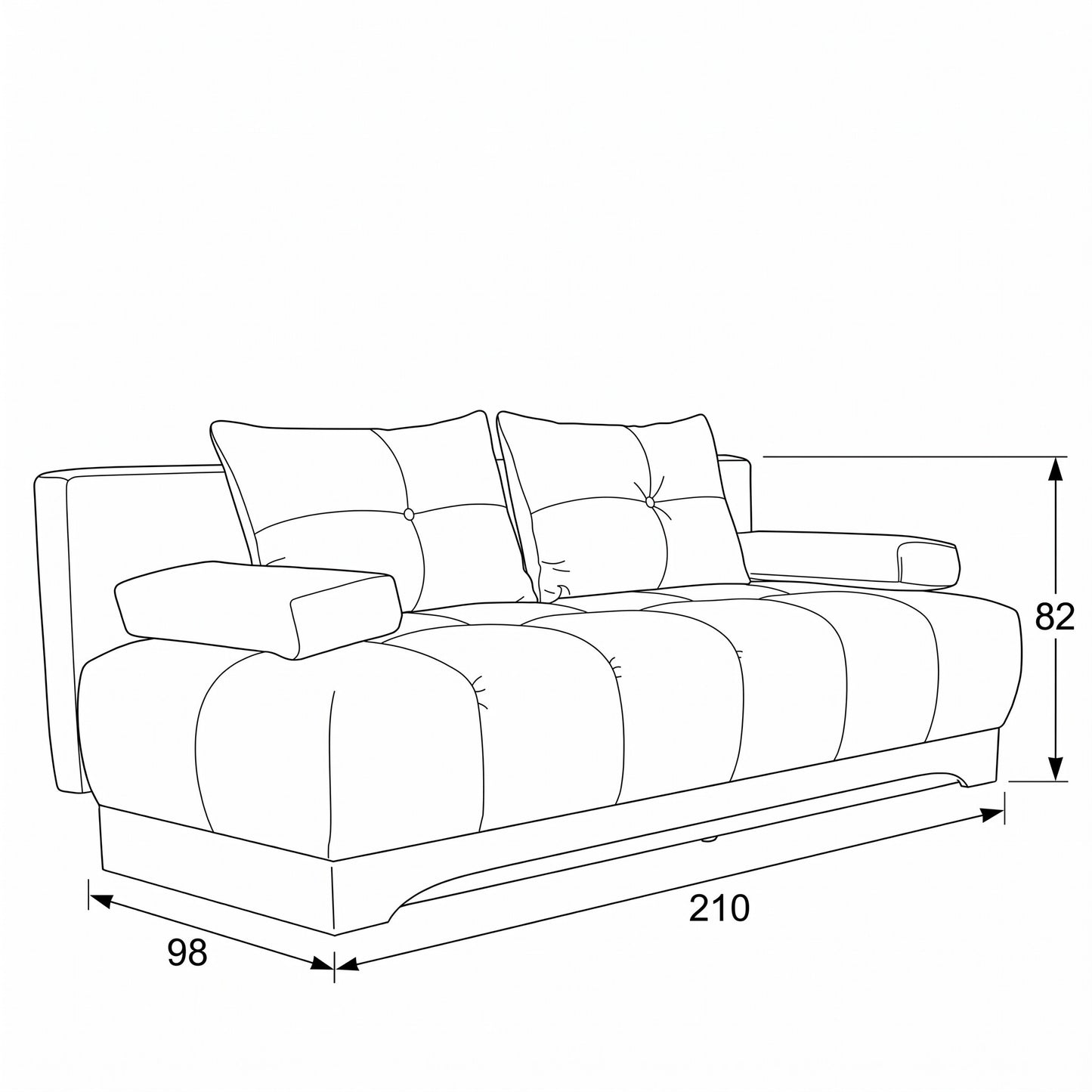 Canapea Extensibila Dali, 3 Locuri, Lada Depozitare, Albastru, 210 Cm