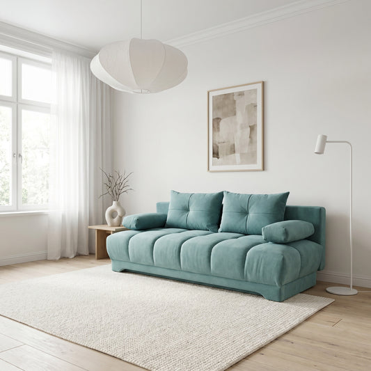 canapea-extensibila-dali-3-locuri-210-cm verde cu lada #variant:verde #variant:cu-lada