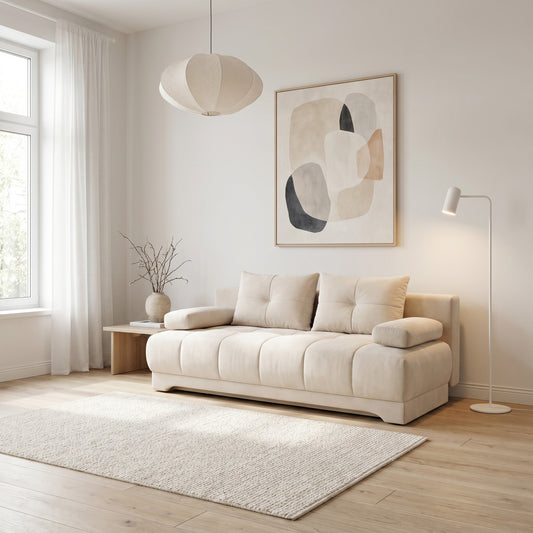 Canapea Extensibila Dali, 3 Locuri, 210 Cm crem cu lada #variant:crem #variant:cu-lada