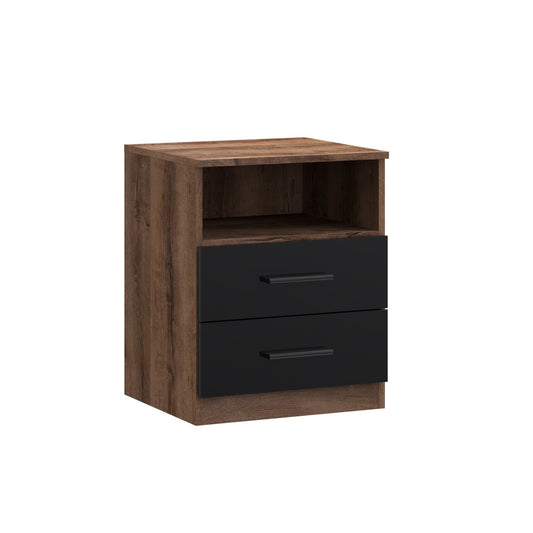 Noptiera Cu 2 Sertare Juwel, Mud oak Black Gloss, 45.1 Cm