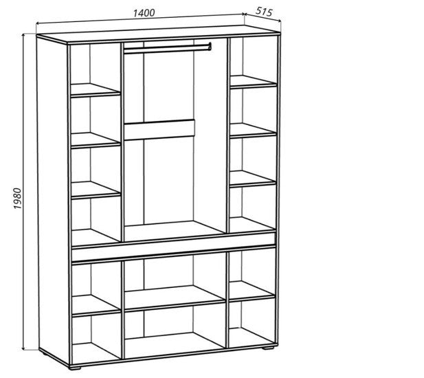 Dulap Leonard 6 Usi, Casmere Si Stejar Artizan, 140 Cm