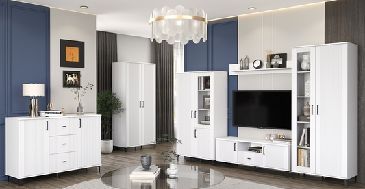 Comoda 2 Usi Si 3 Sertare Loren, Vopsit Alb 140 Cm